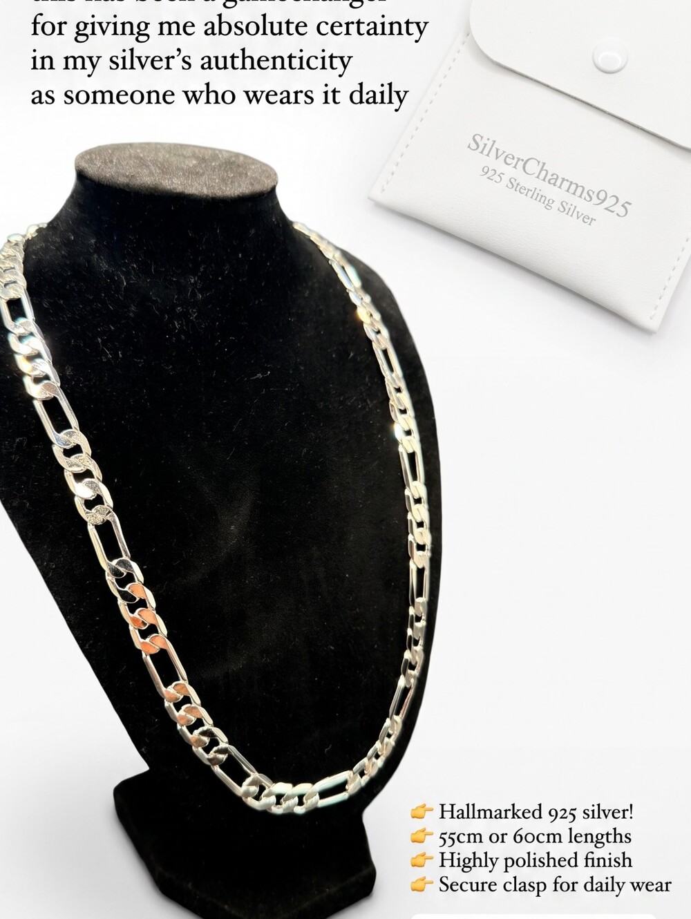 Sterling Silver Figaro Chain Necklace - Silver